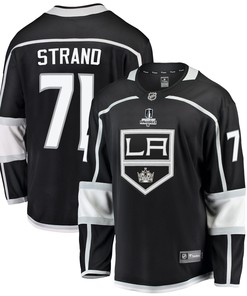 Los Angeles Kings Austin Strand 71 Home 2022 Stanley Cup Playoffs Breakaway Men Jersey - Black - Robokeg
