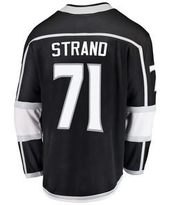 Los Angeles Kings Austin Strand 71 Home 2022 Stanley Cup Playoffs Breakaway Men Jersey - Black - Robokeg