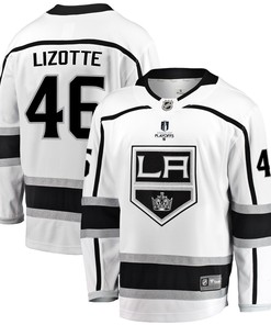 Los Angeles Kings Blake Lizotte 46 Away 2022 Stanley Cup Playoffs Breakaway Men Jersey - White - Robokeg