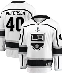 Los Angeles Kings Cal Petersen 40 Away 2022 Stanley Cup Playoffs Breakaway Men Jersey - White - Robokeg