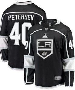 Los Angeles Kings Cal Petersen 40 Home 2022 Stanley Cup Playoffs Breakaway Men Jersey - Black - Robokeg