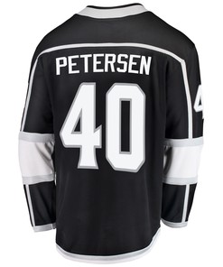 Los Angeles Kings Cal Petersen 40 Home 2022 Stanley Cup Playoffs Breakaway Men Jersey - Black - Robokeg