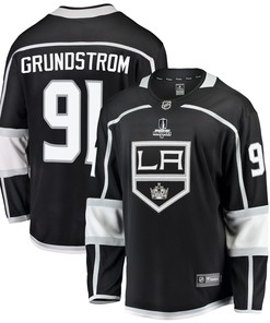 Los Angeles Kings Carl Grundstrom 91 Home 2022 Stanley Cup Playoffs Breakaway Men Jersey - Black - Robokeg