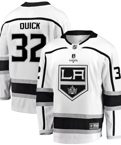 Los Angeles Kings Jonathan Quick 32 Away 2022 Stanley Cup Playoffs Breakaway Men Jersey - White - Robokeg