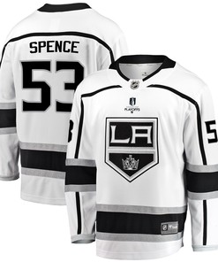 Los Angeles Kings Jordan Spence 53 Away 2022 Stanley Cup Playoffs Breakaway Men Jersey - White - Robokeg