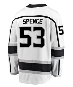Los Angeles Kings Jordan Spence 53 Away 2022 Stanley Cup Playoffs Breakaway Men Jersey - White - Robokeg