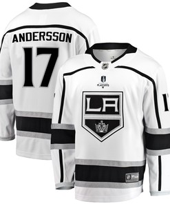 Los Angeles Kings Lias Andersson 17 Away 2022 Stanley Cup Playoffs Breakaway Men Jersey - White - Robokeg