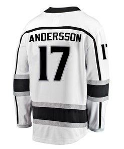 Los Angeles Kings Lias Andersson 17 Away 2022 Stanley Cup Playoffs Breakaway Men Jersey - White - Robokeg