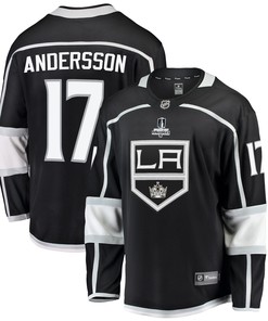 Los Angeles Kings Lias Andersson 17 Home 2022 Stanley Cup Playoffs Breakaway Men Jersey - Black - Robokeg