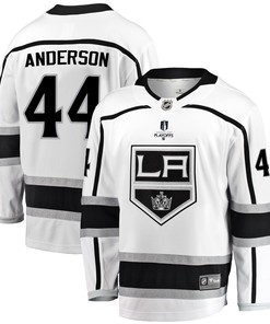 Los Angeles Kings Mikey Anderson 44 Away 2022 Stanley Cup Playoffs Breakaway Men Jersey - White - Robokeg