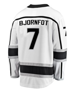 Los Angeles Kings Tobias Bjornfot 7 Away 2022 Stanley Cup Playoffs Breakaway Men Jersey - White - Robokeg