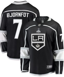 Los Angeles Kings Tobias Bjornfot 7 Home 2022 Stanley Cup Playoffs Breakaway Men Jersey - Black - Robokeg