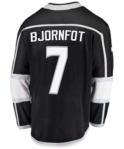 Los Angeles Kings Tobias Bjornfot 7 Home 2022 Stanley Cup Playoffs Breakaway Men Jersey - Black - Robokeg