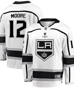 Los Angeles Kings Trevor Moore 12 Away 2022 Stanley Cup Playoffs Breakaway Men Jersey - White - Robokeg