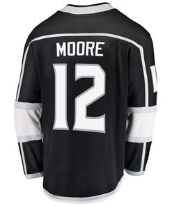 Los Angeles Kings Trevor Moore 12 Home 2022 Stanley Cup Playoffs Breakaway Men Jersey - Black - Robokeg
