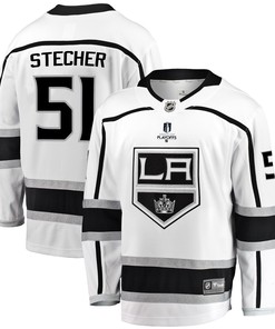 Los Angeles Kings Troy Stecher 51 Away 2022 Stanley Cup Playoffs Breakaway Men Jersey - White - Robokeg
