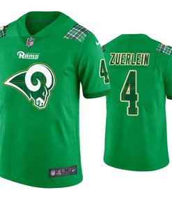 Los Angeles Rams #4 Greg Zuerlein Jersey St. Patricks Day Kelly Green Lucky - Men - Robokeg