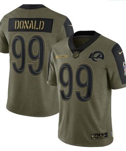 Los Angeles Rams Aaron Donald 99 Nfl Olive 2021 Salute To Service Player Men Jersey For Rams Fans - Robokeg