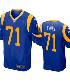 Los Angeles Rams Bobby Evans 2019 Nfl Draft Royal Game Jersey - Robokeg