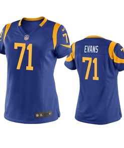 Los Angeles Rams Bobby Evans 2019 Nfl Draft Royal Game Womens Jersey - Robokeg