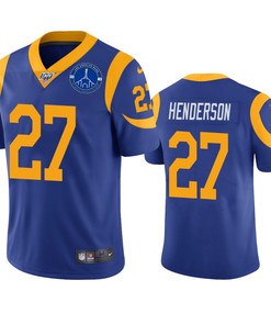 Los Angeles Rams Darrell Henderson Royal 100th Season L.a. Coliseum Patch Jersey - Robokeg