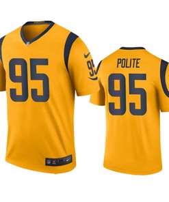 Los Angeles Rams Jachai Polite Gold Color Rush Legend Jersey - Robokeg