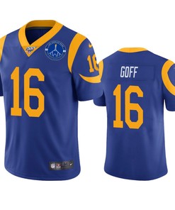 Los Angeles Rams Jared Goff Royal 100th Season L.a. Coliseum Patch Jersey - Robokeg