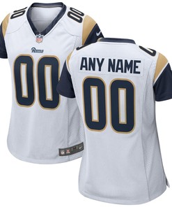 Los Angeles Rams Nike Womens 2018 Custom Game Jersey - White - Robokeg