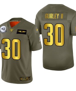Los Angeles Rams Todd Gurley 2019 Salute To Service Nfl 100 Mens Jersey Metallic - Robokeg