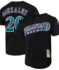 Luis Gonzalez Arizona Diamondbacks Mitchell & Ness Cooperstown Collection Mesh Batting Practice Button-up Jersey - Black Mlb - Robokeg