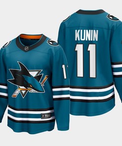 Luke Kunin 11 San Jose Sharks 2022-23 Home The Evolve Teal Jersey - Robokeg
