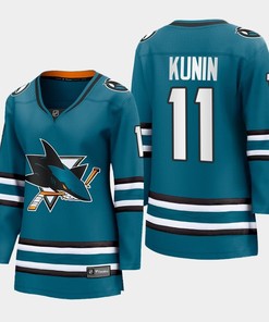 Luke Kunin 11 San Jose Sharks 2022-23 Home Women Premier Breakaway Jersey Teal - Robokeg