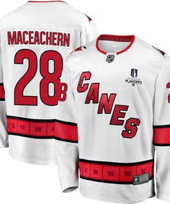 MacKenzie MacEachern 28 Carolina Hurricanes Stanley Cup 2023 Playoffs Patch Away Breakaway Men Jersey - White - Robokeg