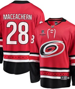 MacKenzie MacEachern 28 Carolina Hurricanes Stanley Cup 2023 Playoffs Patch Home Breakaway Men Jersey - Red - Robokeg