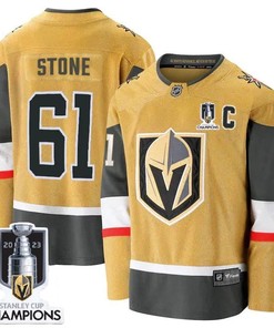 Mark Stone 61 Vegas Golden Knights 2023 Stanley Cup Champions Patch Breakaway Home Jersey - Gold - Robokeg