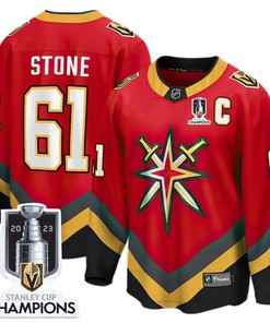 Mark Stone 61 Vegas Golden Knights 2023 Stanley Cup Champions Patch Reverse Editon Jersey - Red - Robokeg