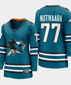 Markus Nutivaara 77 San Jose Sharks 2022-23 Home Women Premier Breakaway Jersey Teal - Robokeg