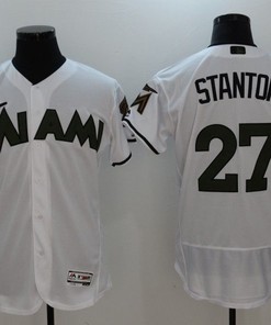 Marlins Giancarlo Stanton #27 White Mlb Throwback Jersey - Robokeg