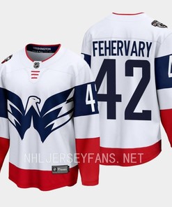 Martin Fehervary 42 Washington Capitals 2023 Jersey Stadium White Primegreen - Robokeg