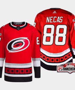 Martin Necas 88 Carolina Hurricanes Red Jersey 2022-23 Third 25th Anniversary - Robokeg
