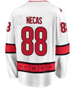 Martin Necas 88 Carolina Hurricanes Stanley Cup 2023 Playoffs Patch Away Breakaway Men Jersey - White - Robokeg