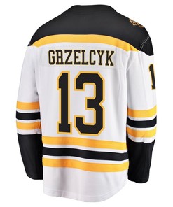 Matt Grzelcyk 13 Boston Bruins Stanley Cup 2023 Playoffs Patch Away Breakaway Men Jersey - White - Robokeg