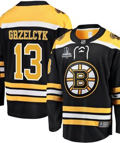 Matt Grzelcyk 13 Boston Bruins Stanley Cup 2023 Playoffs Patch Home Breakaway Men Jersey - Black - Robokeg