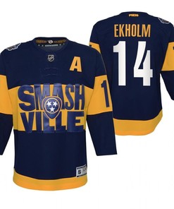 Mattias Ekholm 14 Predators 2022 Stadium Series Youth Navy Primegreen Jersey Jersey - Robokeg