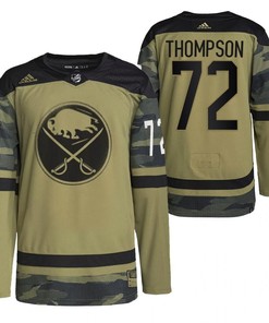 Men Buffalo Sabres Tage Thompson 2022 Military Appreciation Night Camo 72 Jersey Primegreen Jersey - Robokeg