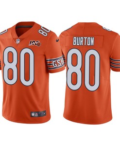 Men Chicago Bears 100th Anniversary Trey Burton Orange Vapor Limited Jersey - Robokeg
