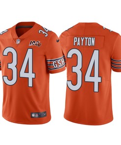 Men Chicago Bears 100th Anniversary Walter Payton Orange Vapor Limited Jersey - Robokeg