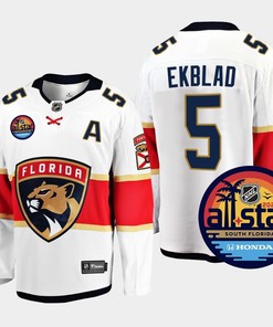 Men Florida Panthers Aaron Ekblad 5 2023 NHL All-Star Away White Jersey - Robokeg