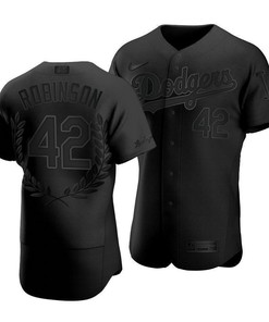 Men Los Angeles Dodgers Jackie Robinson 42 Jackie Robinson Day Platinum Edition Jersey Black - Robokeg