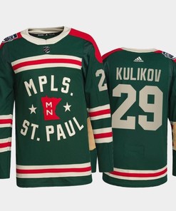 Men Minnesota Wild Dmitry Kulikov 29 2022 Winter Classic Green Jersey Jersey - Robokeg